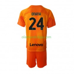 Camisola Inter de Milão Andre Onana 24 Guarda-redes Criança Equipamento Quarto 2022-2023 Manga Curta